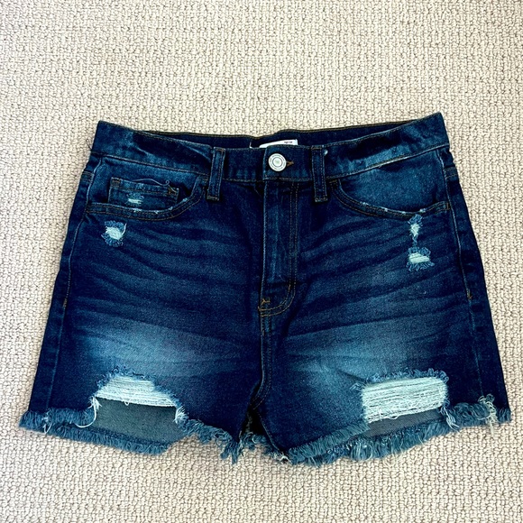 High rise distressed denim shorts - Picture 1 of 6